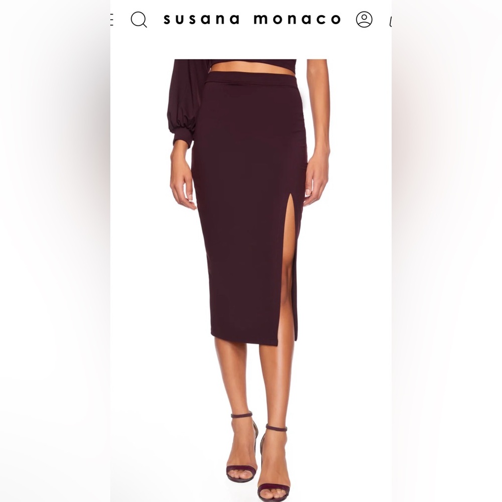 Susana Monaco Women's Maroon Pencil Skirt